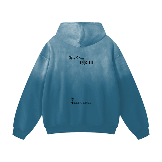 White Horse Collection: Heavyweight Cotton Hoodie, Haze Blue