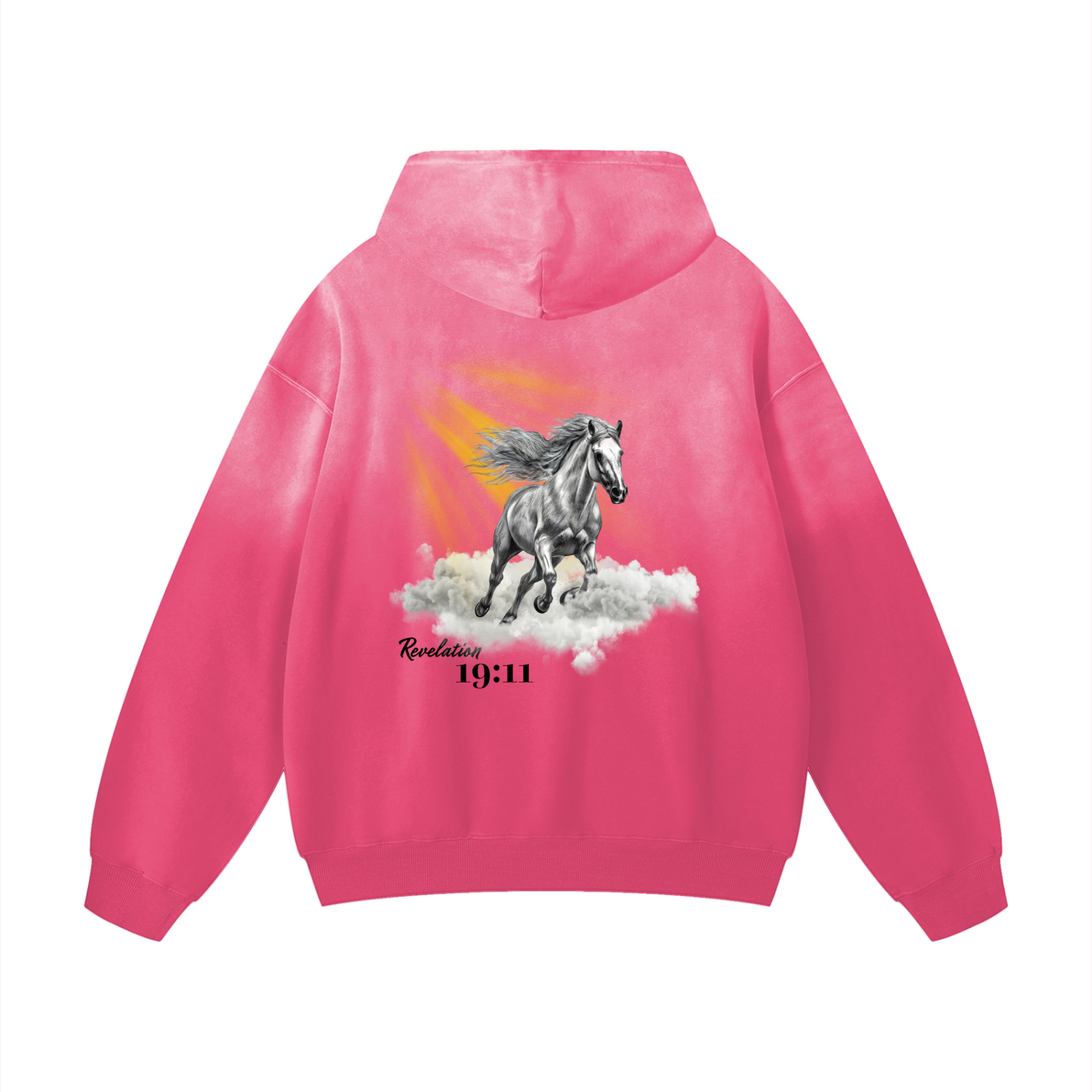 White Horse Collection: Pink Heavyweight Cotton Hoodie, Cloud Pink