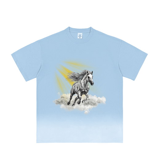 White Horse Collection: Heavyweight Cotton Tee, Sky Blue